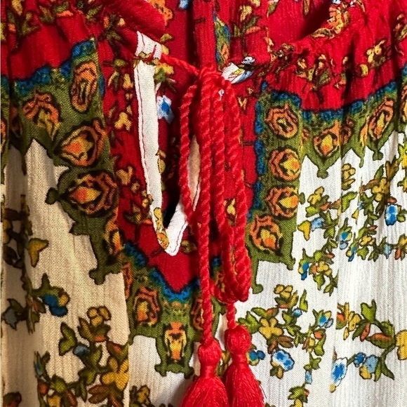 Bila Bohemian Peasant Blouse Bell Sleeves Tiered Floral Print Size XXL Western - Picture 10 of 11